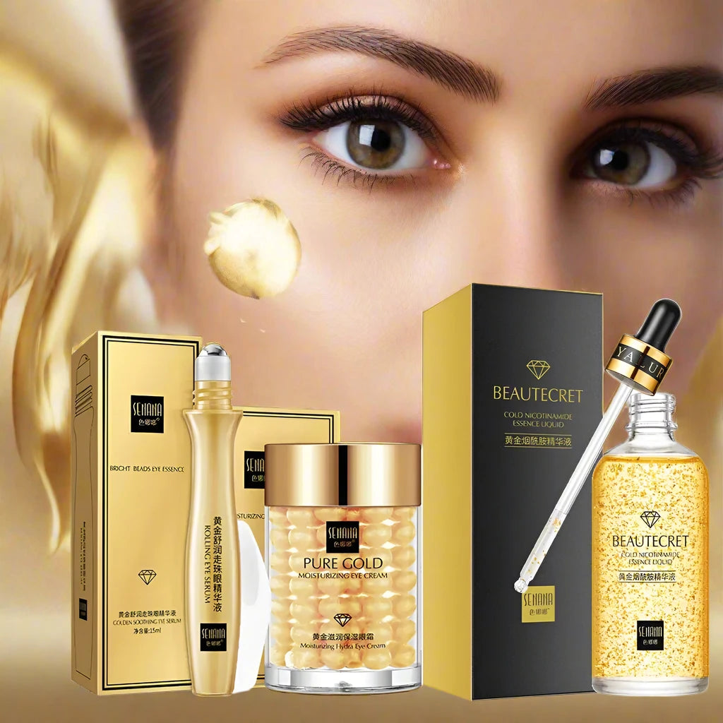 Gold serum eye and facial skincare